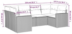 6 részes bézs polyrattan kerti ülőgarnitúra párnával