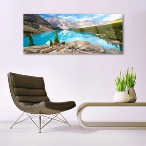 Fali üvegkép Mountain Lake Nature 125x50 cm