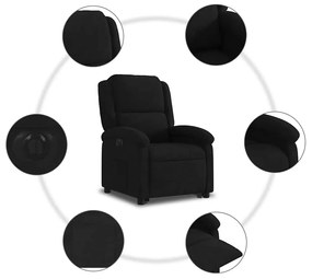 elektromos felállást segítő fekete bársony dönthető fotel