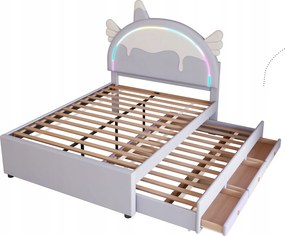 Gyerekágy 140*200cm Franciaágy Kihúzható ággyal Pu lila