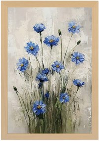 Poszter Keret Fa Természet Növények Kert Rét Kék Virágok 40x60
