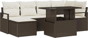 vidaXL Kerti Kanapé Szett párnával 7 pcs Barna és krémszínű