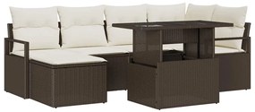 vidaXL Kerti Kanapé Szett párnával 7 pcs Barna és krémszínű