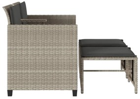 vidaXL 2 személyes szürke polyrattan kerti kanapé asztallal/székkel