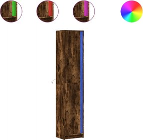 vidaXL füstös tölgy szerelt fa LED-es magasszekrény 41,5x32,5x200 cm