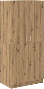 vidaXL kézműves tölgy színű szerelt fa ruhásszekrény 90x52x200 cm
