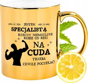 Arany csillogó bögre szakembernek ajándék fényképes nyomtatással