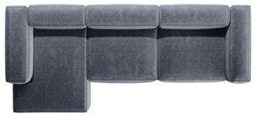 Szürkéskék kordbársony sarokkanapé (bal oldali-heverő résszel) Bergano – Cosmopolitan Design