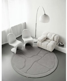 Szürke gyapjú kerek szőnyeg ø 160 cm Morphic Organica – Agnella