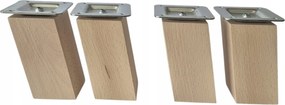 Bükkfa lábak Négyzet 8 cm ferde rögzítéssel 4 db-os szett