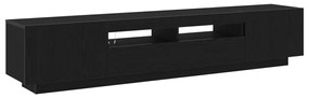 TV állvány LED világítással - Fekete tölgy, 200x35x40 cm, műszakilag megmunkált fa