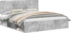 vidaXL Ágykeret fejtámlával Beton 200 x 200 cm Tömör fenyőfa