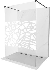 Mexen Kioto, átmenő zuhany paraván 120 x 200 cm, 8mm átlátszó / fehér üvegminta, 2x fekete stabilizáló távtartó, 800-120-002-70-85