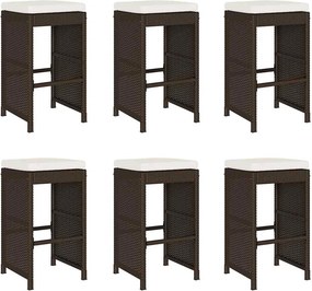 vidaXL 6 db barna polyrattan kerti bárszék párnával
