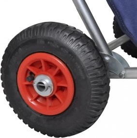 hordozható, összecsukható kék strandkocsi