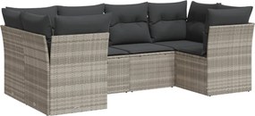 vidaXL 6 részes világosszürke polyrattan kerti ülőgarnitúra párnákkal