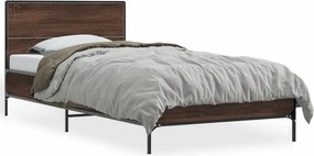 vidaXL barna tölgyszínű szerelt fa és fém ágykeret 75 x 190 cm