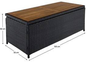 Kerti tárolódoboz/pad, fekete/természetes/krém,BEMUS