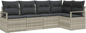 vidaXL Kerti Kanapé Szett párnával 5 pcs Világosszürke polirattan