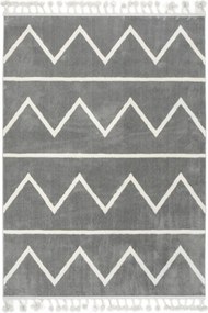 120x170 cm Puha Cikk-cakk Csíkos Szőnyeg Szürke Krém