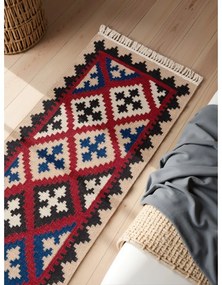 Piros kétoldalas kézi szövésű gyapjú futószőnyeg 60x190 cm Kamal Rami – Nouristan