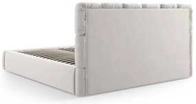 Világosszürke bársony kárpitozott ágyneműtartós franciaágy ágyráccsal 200x200 cm Bellis – Micadoni