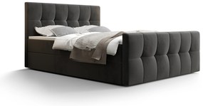 Franciaágy  Boxspring 180 cm Macheta (sötétszürke) (matraccal és tárolóhellyel). 1046728
