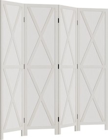 HOMCOM 4 Panelos Földi Elválasztó 182x170 cm Összecsukható Szobaelválasztó Nappalihoz, Hálószobához, Irodához - Fehér | Aosom