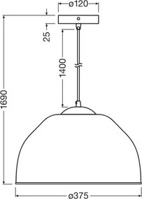 Osram - Kábeles függőlámpa CAMEL BELL 1xE27/9W/230V átm. 37,5 cm