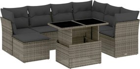 vidaXL 8 részes szürke polyrattan kerti ülőgarnitúra párnákkal