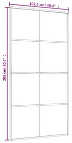 fekete ESG üveg és alumínium tolóajtó 102,5 x 205 cm