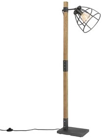 Ipari állólámpa sötétszürke fával - Arthur