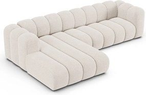 Krémszínű zsenília sarokkanapé (bal oldali-heverő résszel) Lupine – Micadoni