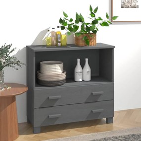HAMAR sötétszürke tömör fenyőfa tálalószekrény 85 x 35 x 80 cm