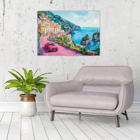Kép - Rózsaszín part menti út (70x50 cm)