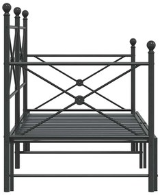 kihúzható kanapéágy matrac nélkül fekete 90x190 cm acél