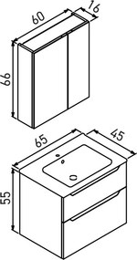 Messina mosdószekrény, 65 cm – TR785PNC1608