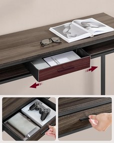 Bárasztal, magas konzolasztal töltőállomással és szövet fiókkal, barna