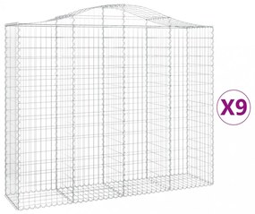 vidaXL 9 db íves horganyzott vas gabion kosár 200x50x160/180 cm