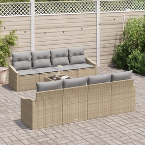 7 darabos kanapé szett párnákkal Bézs Poli rattan