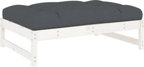 vidaXL fehér tömör fenyőfa kerti lábzsámoly párnával 120x80 cm