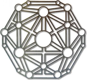 Geometriai kép a falon falemezből faragott
