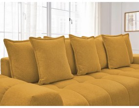 Mustársárga zsenília kinyitható-tárolóhelyes sarokkanapé (jobb oldali-heverő résszel) Everest – Bobochic Paris