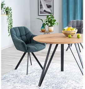 Tölgyfa étkezőasztal fekete lábakon TETIS 100x100
