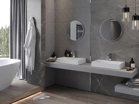 Mexen Loft kerek fürdőszobai tükör 50 cm, inox keret - 9850-050-050-000-10