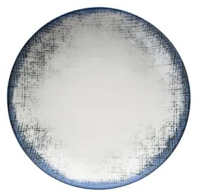 24 részes étkészlet, fehér/kék, porcelán