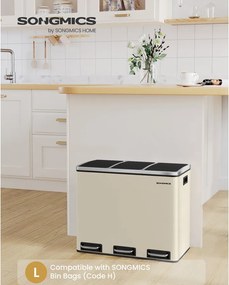 3 rekeszes konyhai szemetes, 18L, pedálos, homokbézs