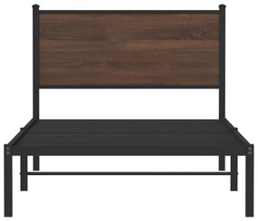 barna tölgy színű fém ágykeret matrac nélkül 100 x 190 cm