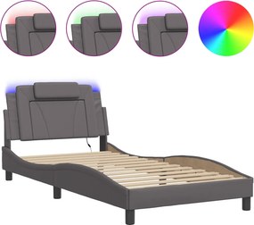 vidaXL szürke ágykeret Viana LED-ekkel matrac nélkül 100 x 200 cm