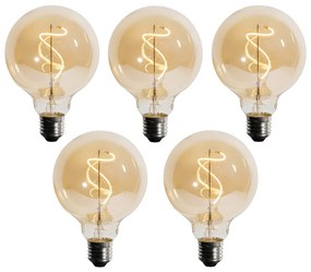 5 darabos E27 szabályozható LED spirál izzószálas G95 4W 270 lm 2200K